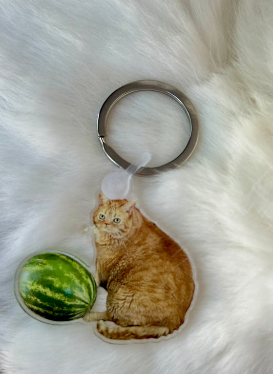 Gracie and her wassermelon keychain!